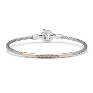 BARAKA Men's BR312221ROAC190002 Rose Gold Stainless Steel White Diamond Bracelet